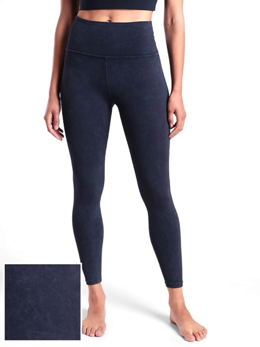 EUC Athleta High Rise Elation Tight 7/8 Leggings Yoga Gym Athleisure Navy Dye 1X